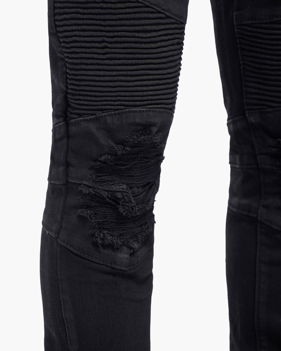 Mr.Biker Black Waxed Skinny Jeans - Valabasas