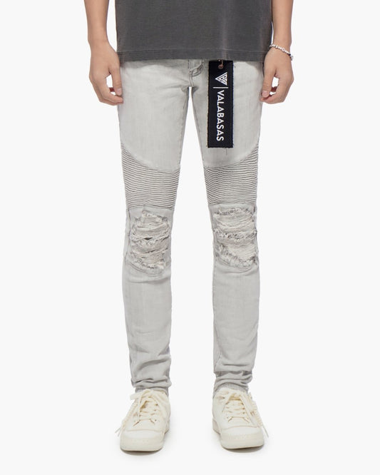Mr.Biker Snow Grey Skinny Jeans - Valabasas