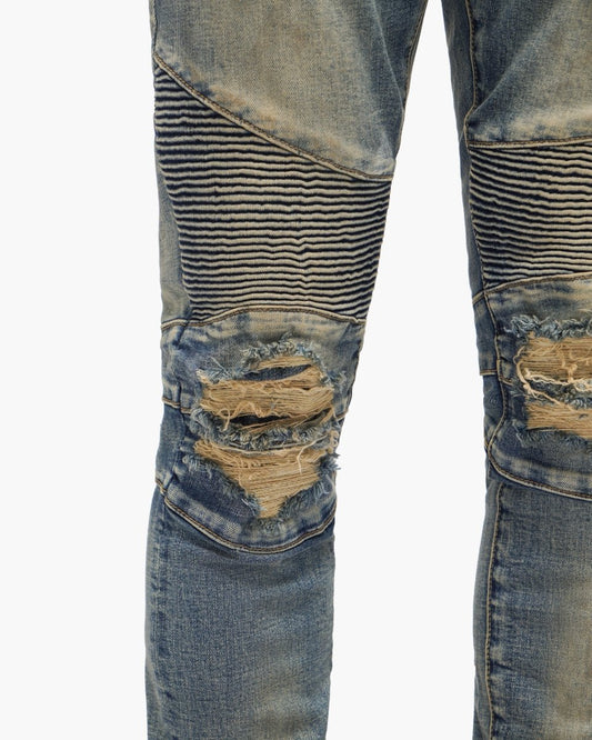Mr.Biker Vintage Blue Skinny Jeans - Valabasas