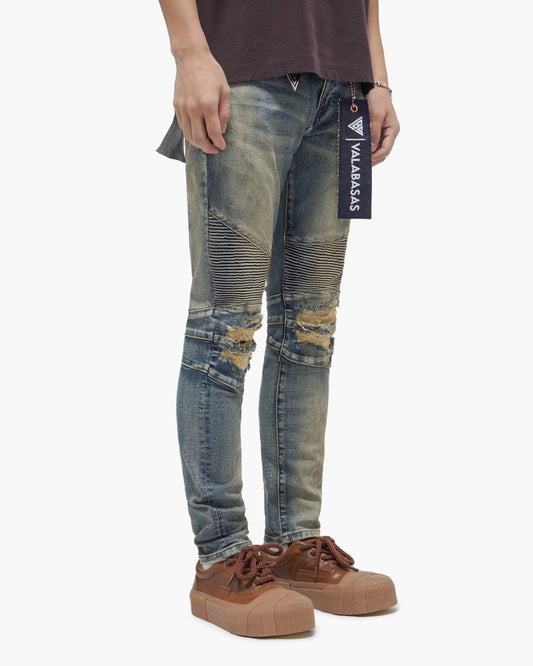 Mr.Biker Vintage Blue Skinny Jeans - Valabasas