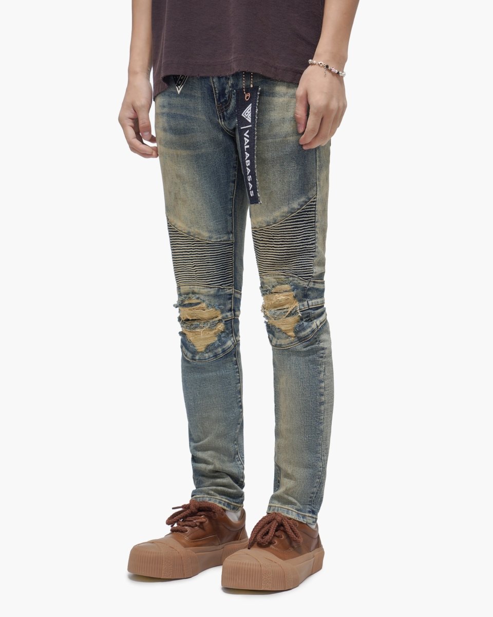 Mr.Biker Vintage Blue Skinny Jeans - Valabasas
