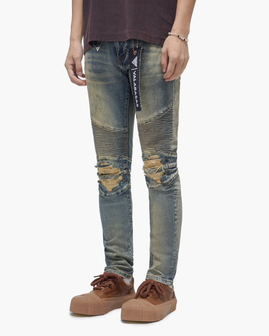 Mr.Biker Vintage Blue Skinny Jeans - Valabasas