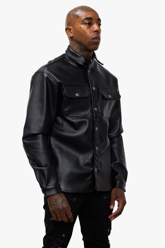 Mr.Button Down Black Leather - Valabasas