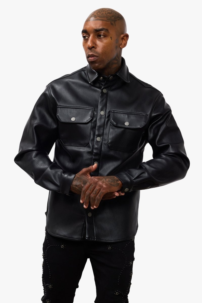 Mr.Button Down Black Leather – Valabasas
