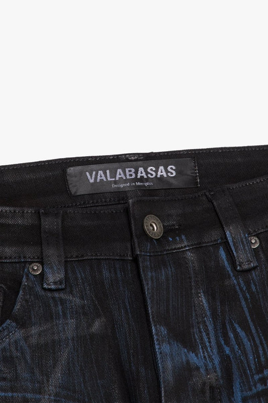 Mr.Flex Skinny Jean Black/Blue waxed - Valabasas