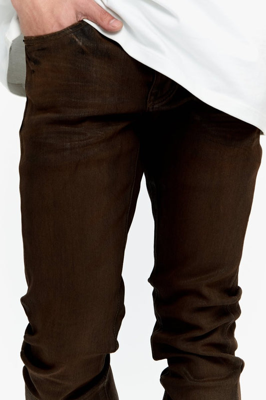 Mr.Flex Tan Waxed Skinny Jeans - Valabasas