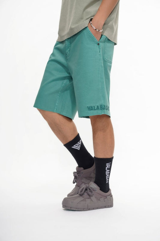 Mr.Shorts Teal Waxed Jorts - Valabasas