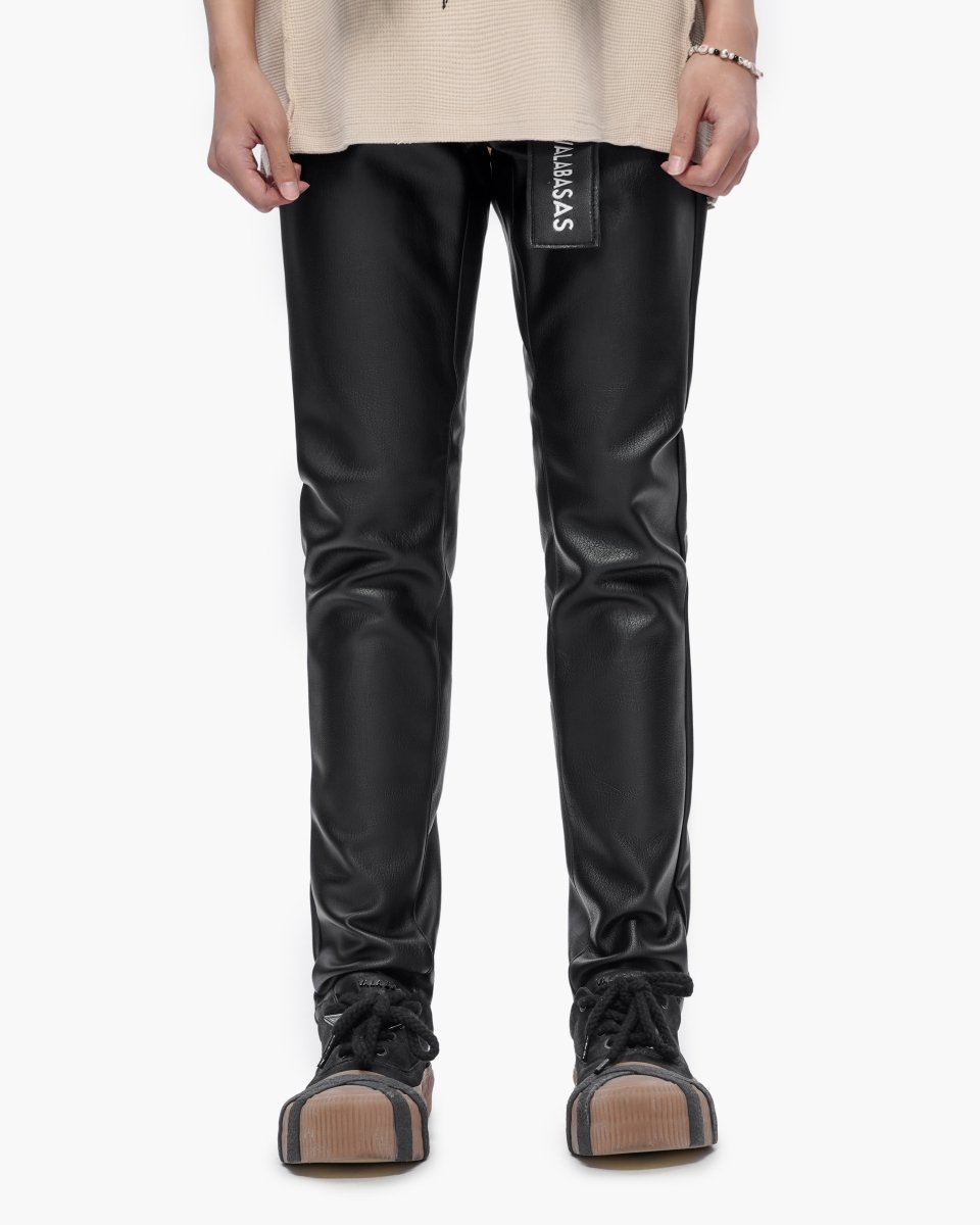 Mr.Slim Black Leather Jeans - Valabasas