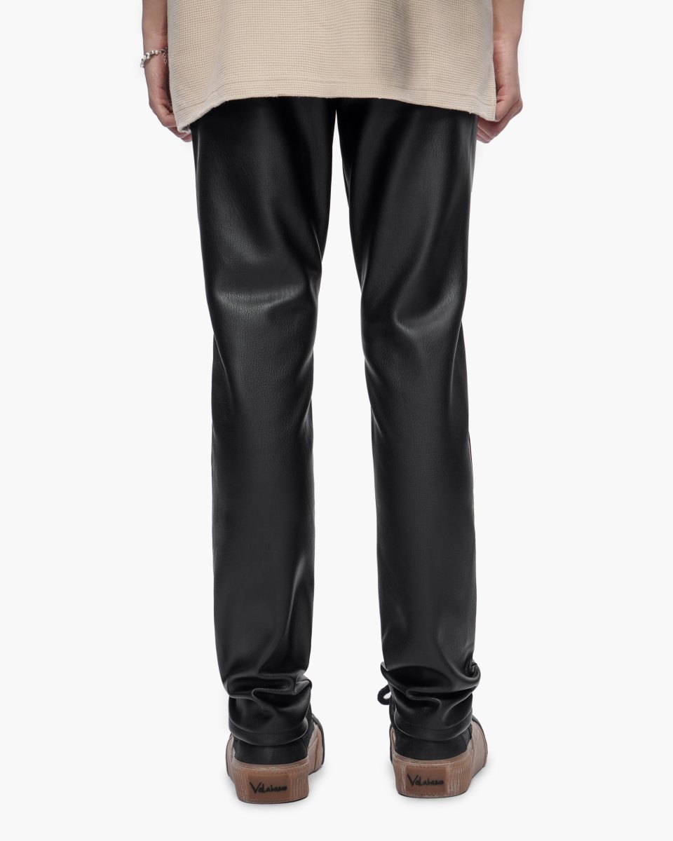 Mr.Slim Black Leather Jeans - Valabasas