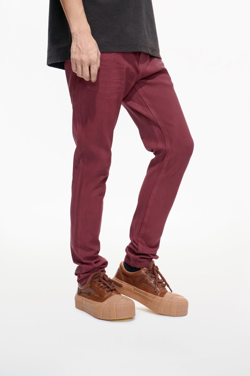 Mr.Slim Burgundy Waxed Skinny Jean - Valabasas