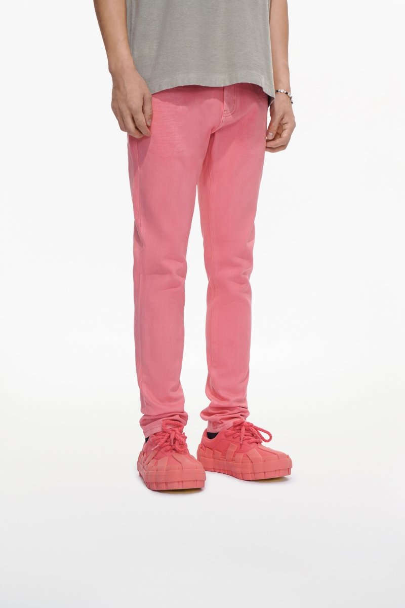 Mr.Slim Light Coral Waxed Skinny Jean - Valabasas