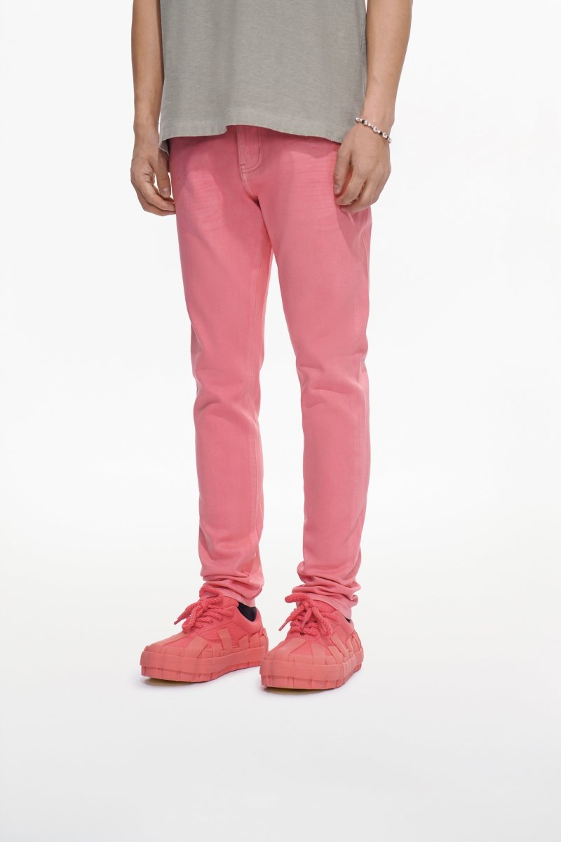 Mr.Slim Light Coral Waxed Skinny Jean - Valabasas