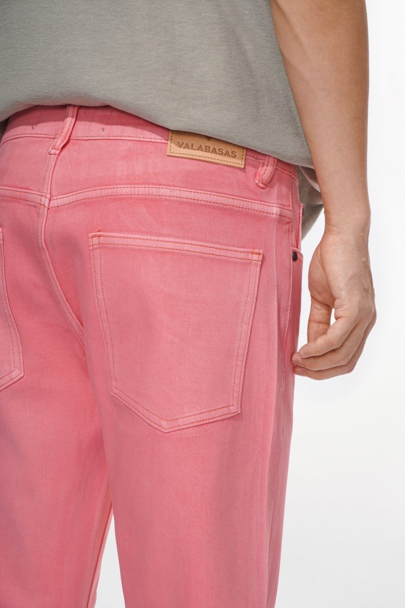 Mr.Slim Light Coral Waxed Skinny Jean - Valabasas