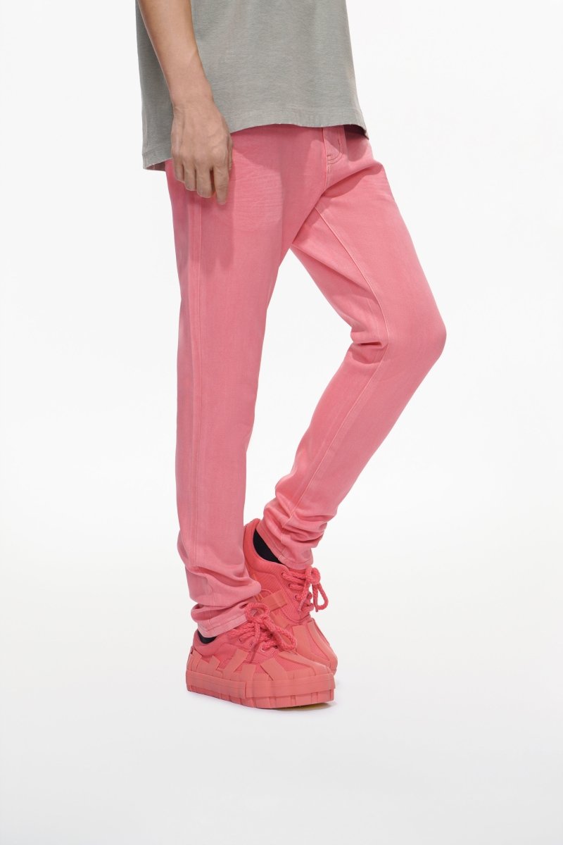 Mr.Slim Light Coral Waxed Skinny Jean - Valabasas