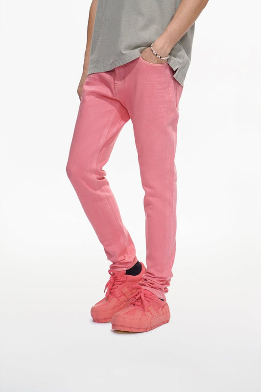 Mr.Slim Light Coral Waxed Skinny Jean - Valabasas