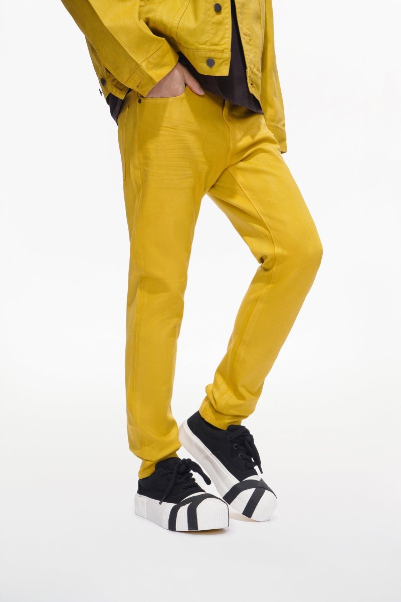 Mr.Slim Yellow Waxed Skinny Jean - Valabasas