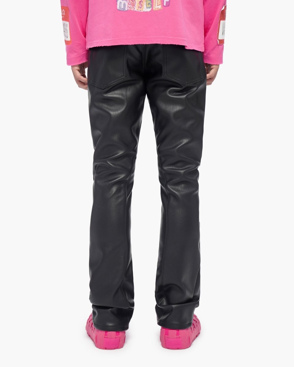 Mr.Stacked Black Leather Pants - Valabasas