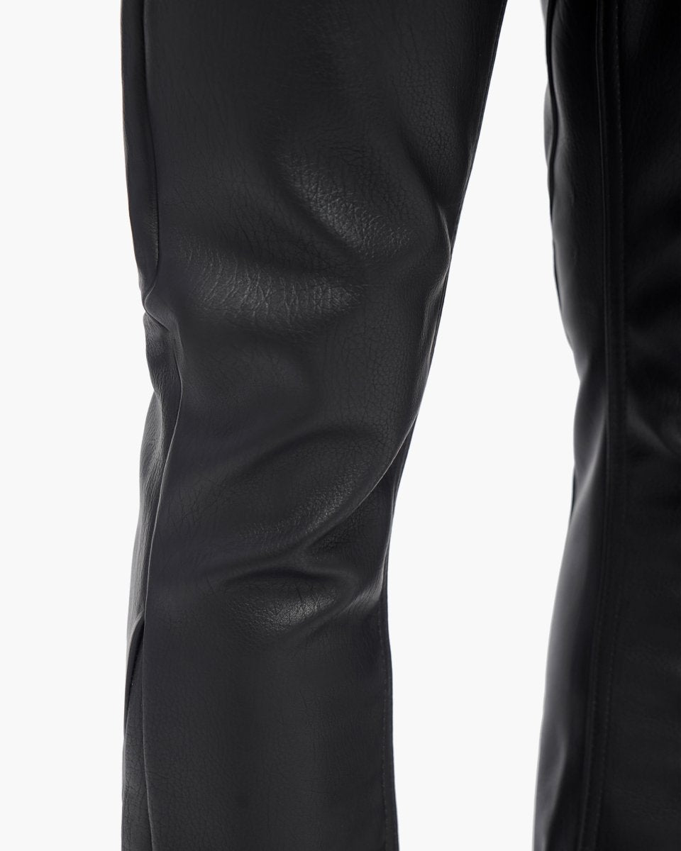 Mr.Stacked Black Leather Pants - Valabasas