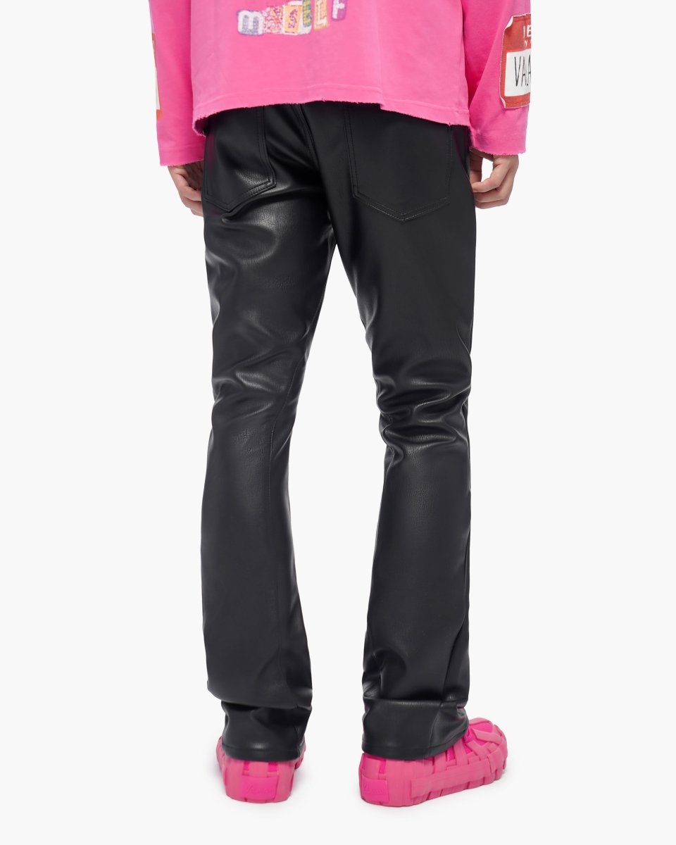 Mr.Stacked Black Leather Pants - Valabasas