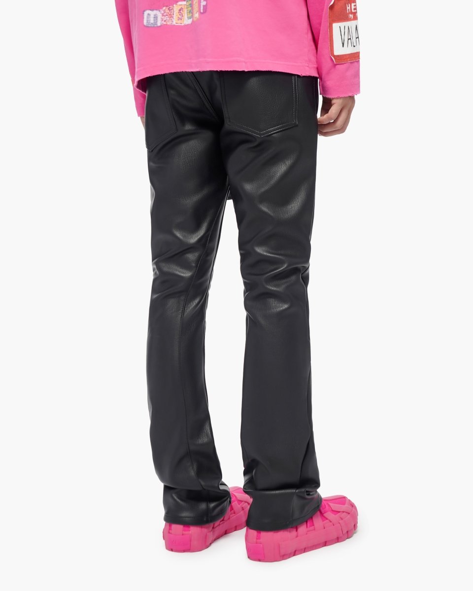 Mr.Stacked Black Leather Pants - Valabasas