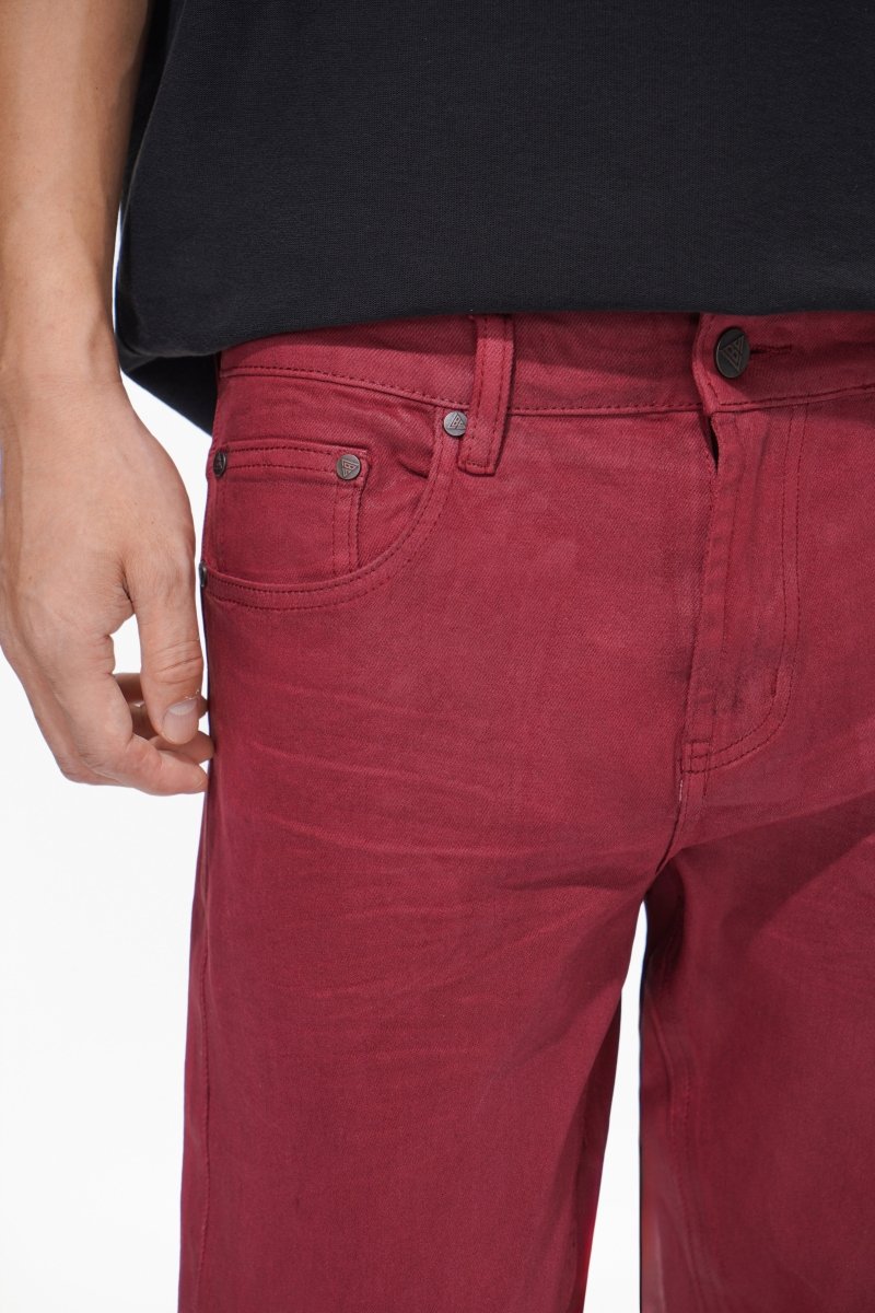 Mr.Stacked Burgundy Waxed Jean – Valabasas