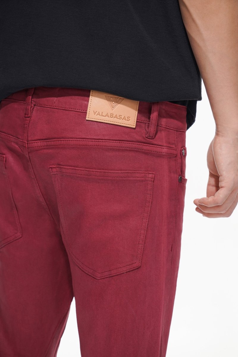 Mr.Stacked Burgundy Waxed Jean – Valabasas