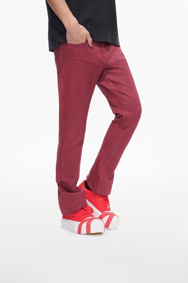 Mr.Stacked Burgundy Waxed Jean - Valabasas