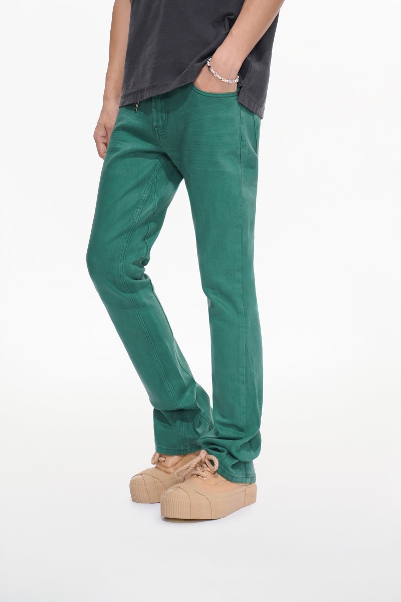 Mr.Stacked Green Waxed Jean - Valabasas