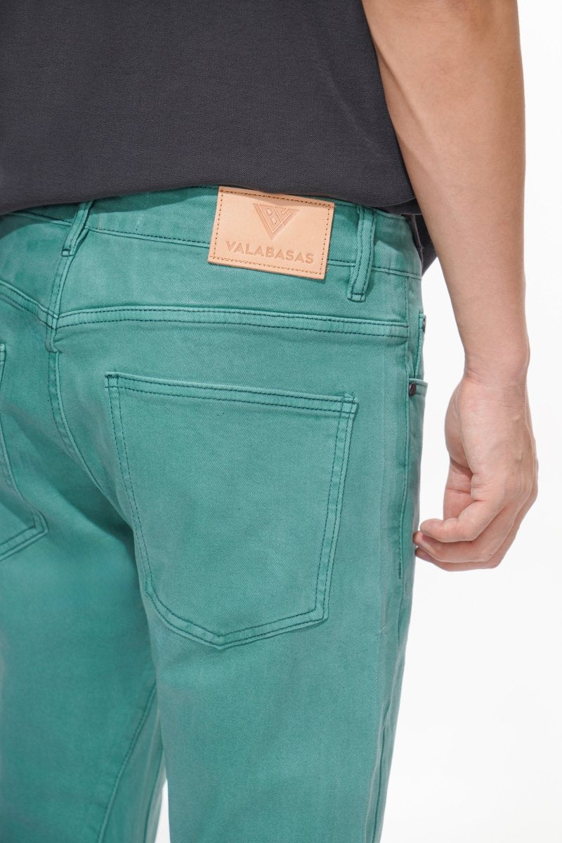 Mr.Stacked Teal Waxed Jean – Valabasas