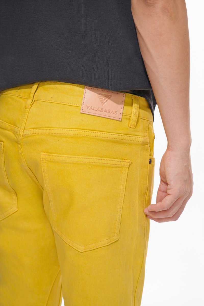 Mr.Stacked Yellow Waxed Jean – Valabasas