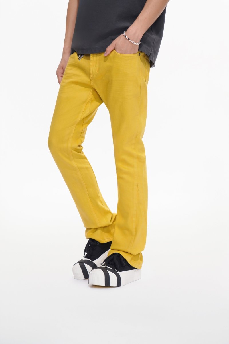 Mr.Stacked Yellow Waxed Jean – Valabasas