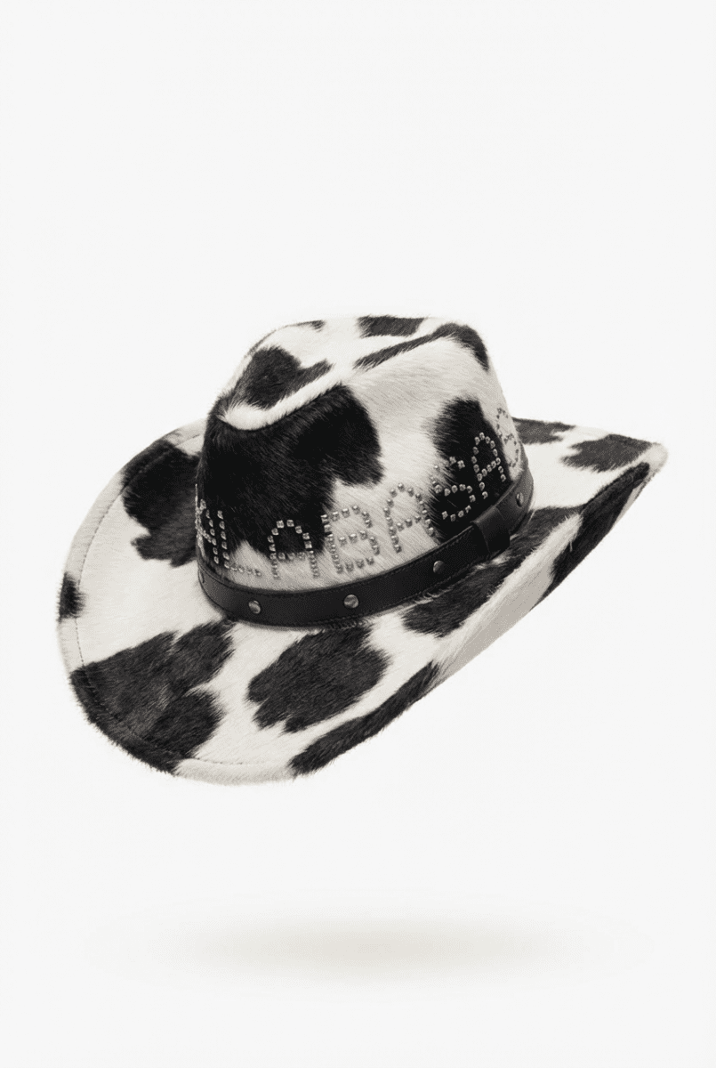 Mucca 100% Cowhide Hat – Black & Cream - Valabasas