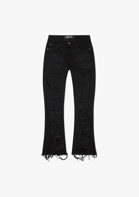 Net Black Stacked Jeans - Valabasas