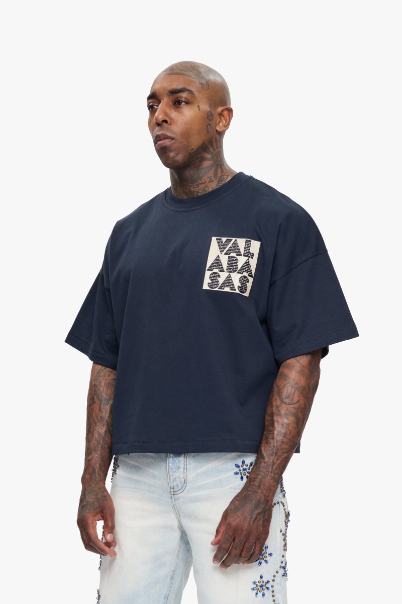 Never Sleep Cropped Tee Navy