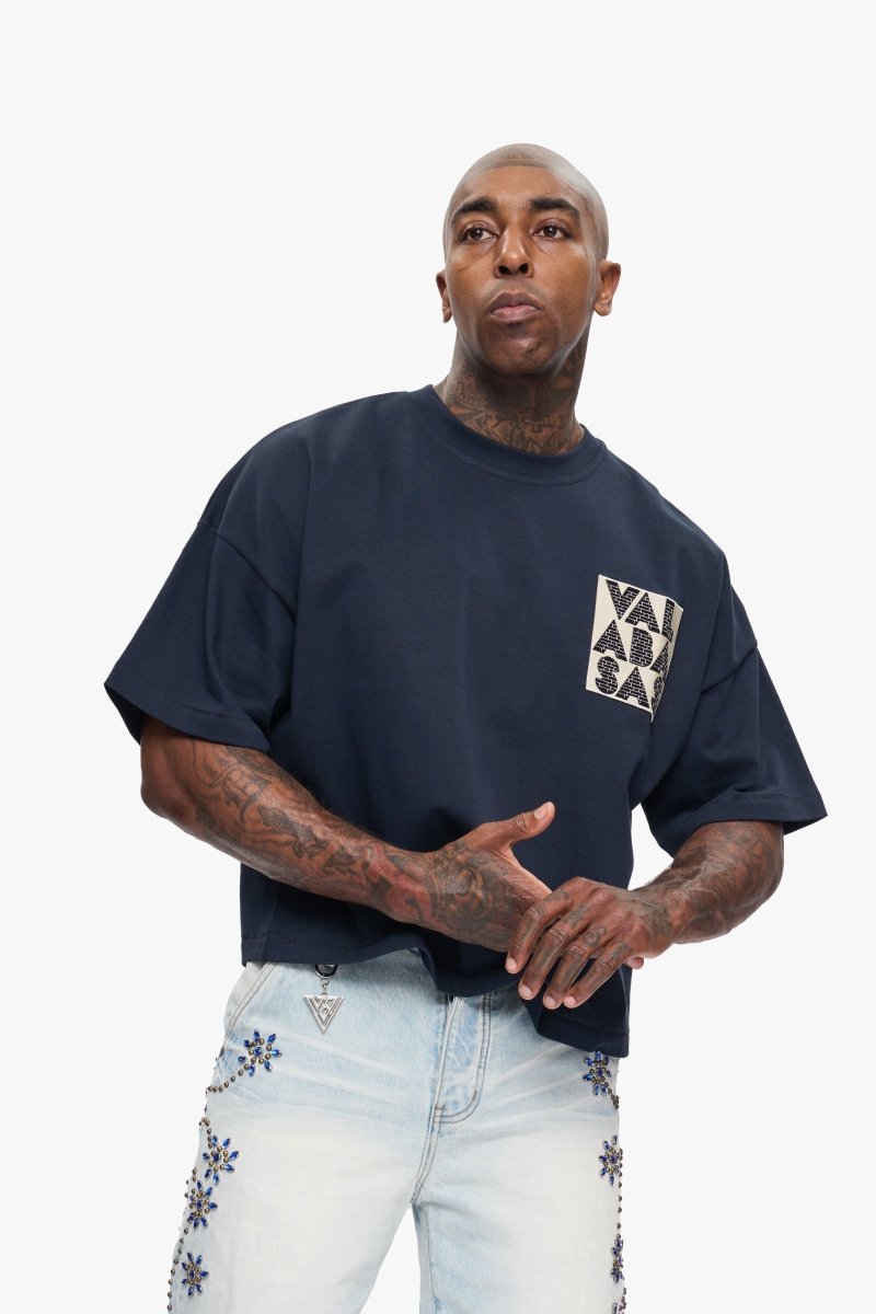 Never Sleep Cropped Tee Navy