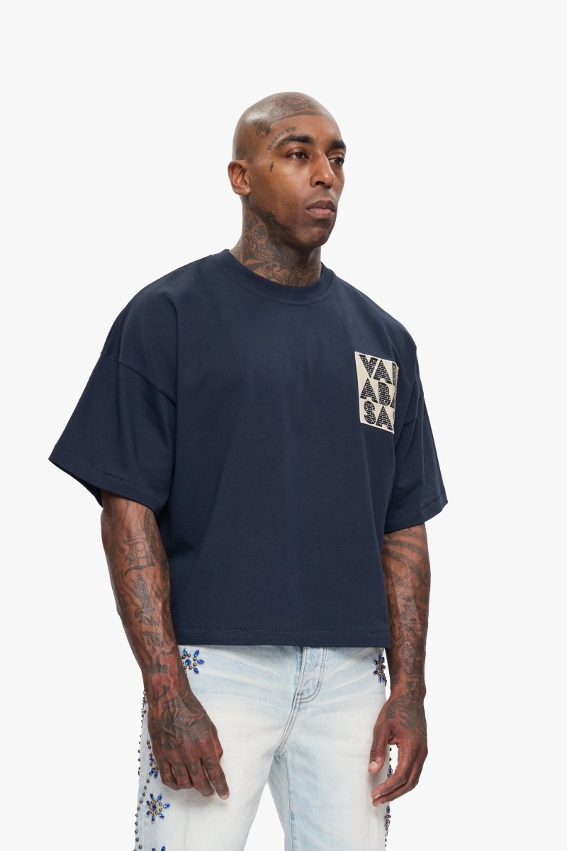 Never Sleep Cropped Tee Navy