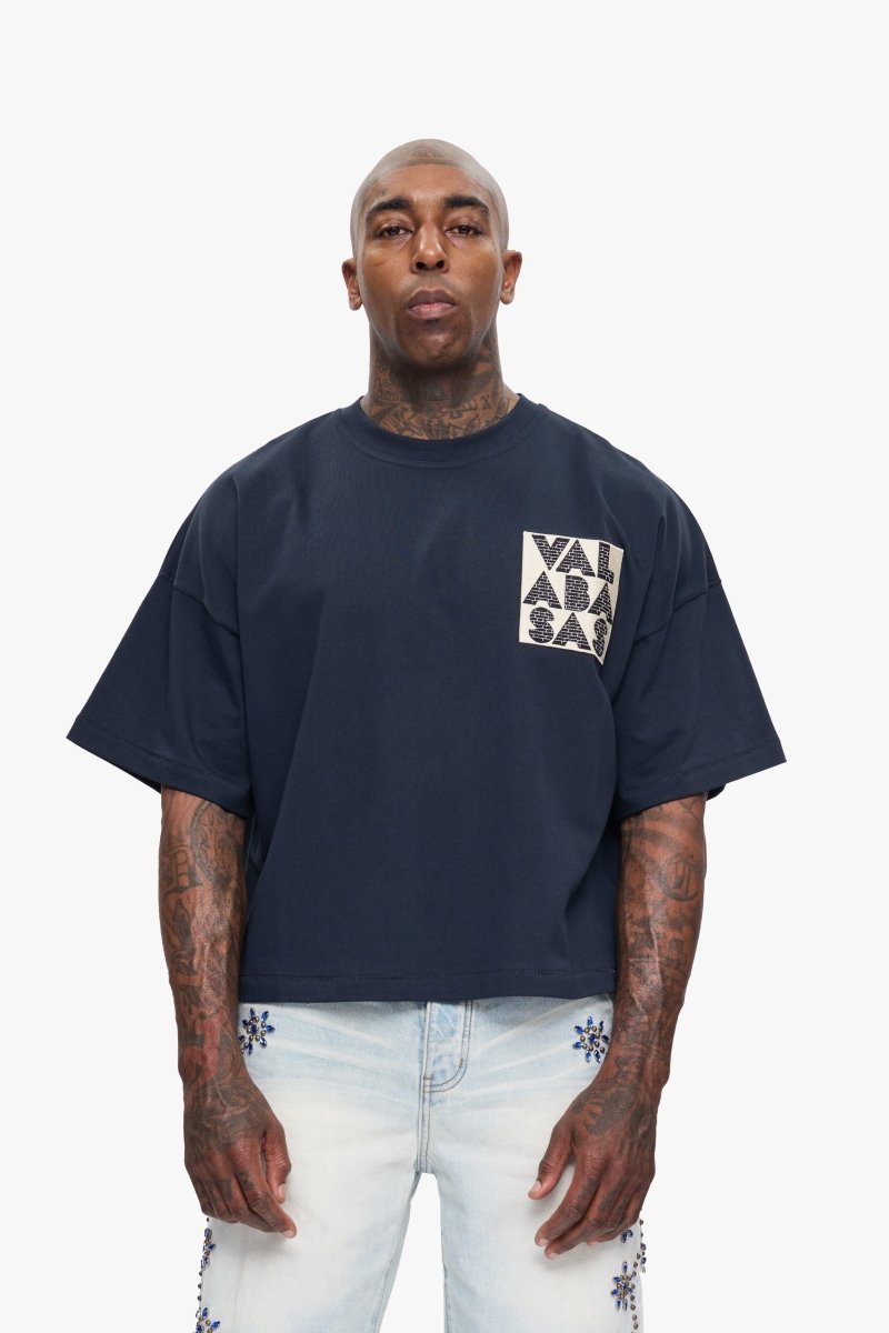 Never Sleep Cropped Tee Navy