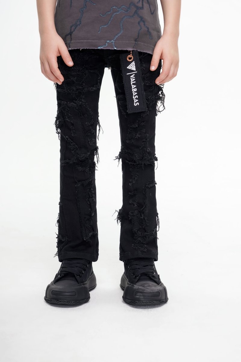 Oblivion Kids Stacked Denim Black - Valabasas