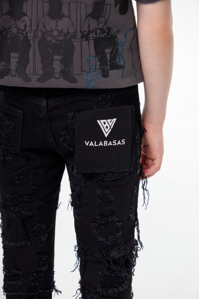 Oblivion Kids Stacked Denim Black - Valabasas