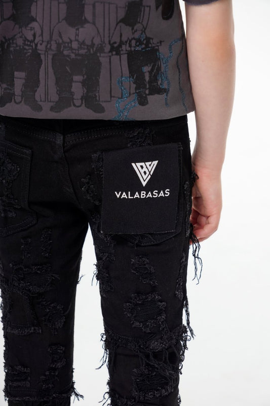 Oblivion Kids Stacked Denim Black - Valabasas