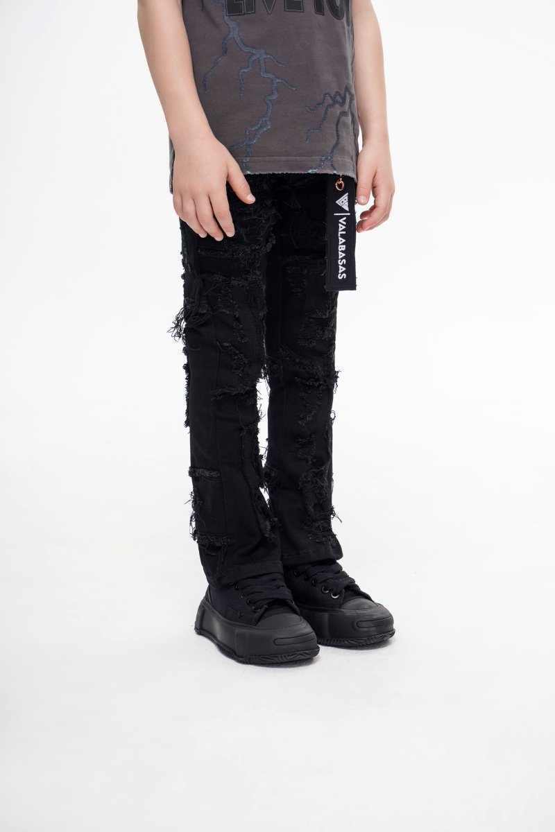 Oblivion Kids Stacked Denim Black - Valabasas
