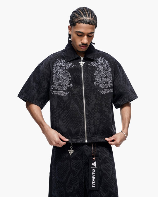 Obsidian Twins Denim Zip Up Black Wash - Valabasas