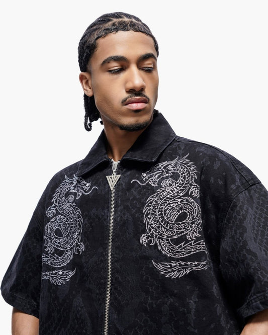Obsidian Twins Denim Zip Up Black Wash - Valabasas