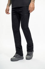 Operator Spider Black Stacked Flare Jean