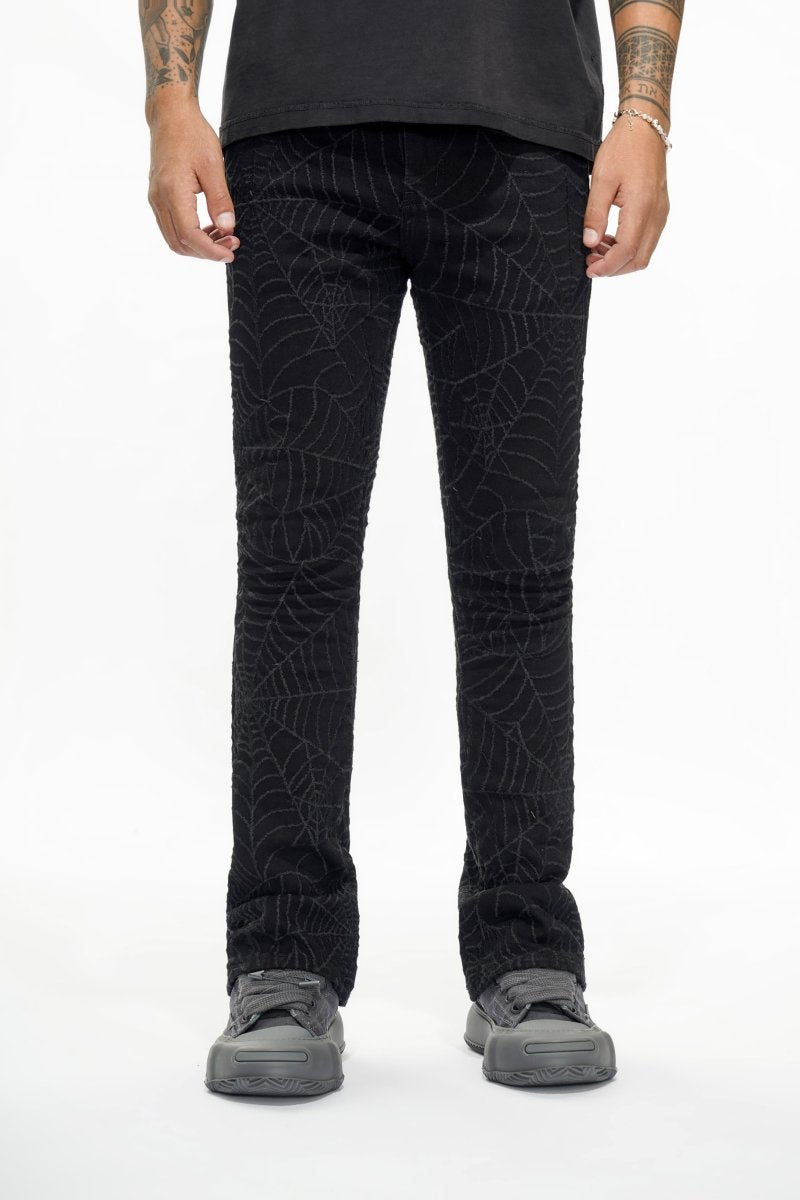 Operator Spider Black Stacked Flare Jean – Valabasas