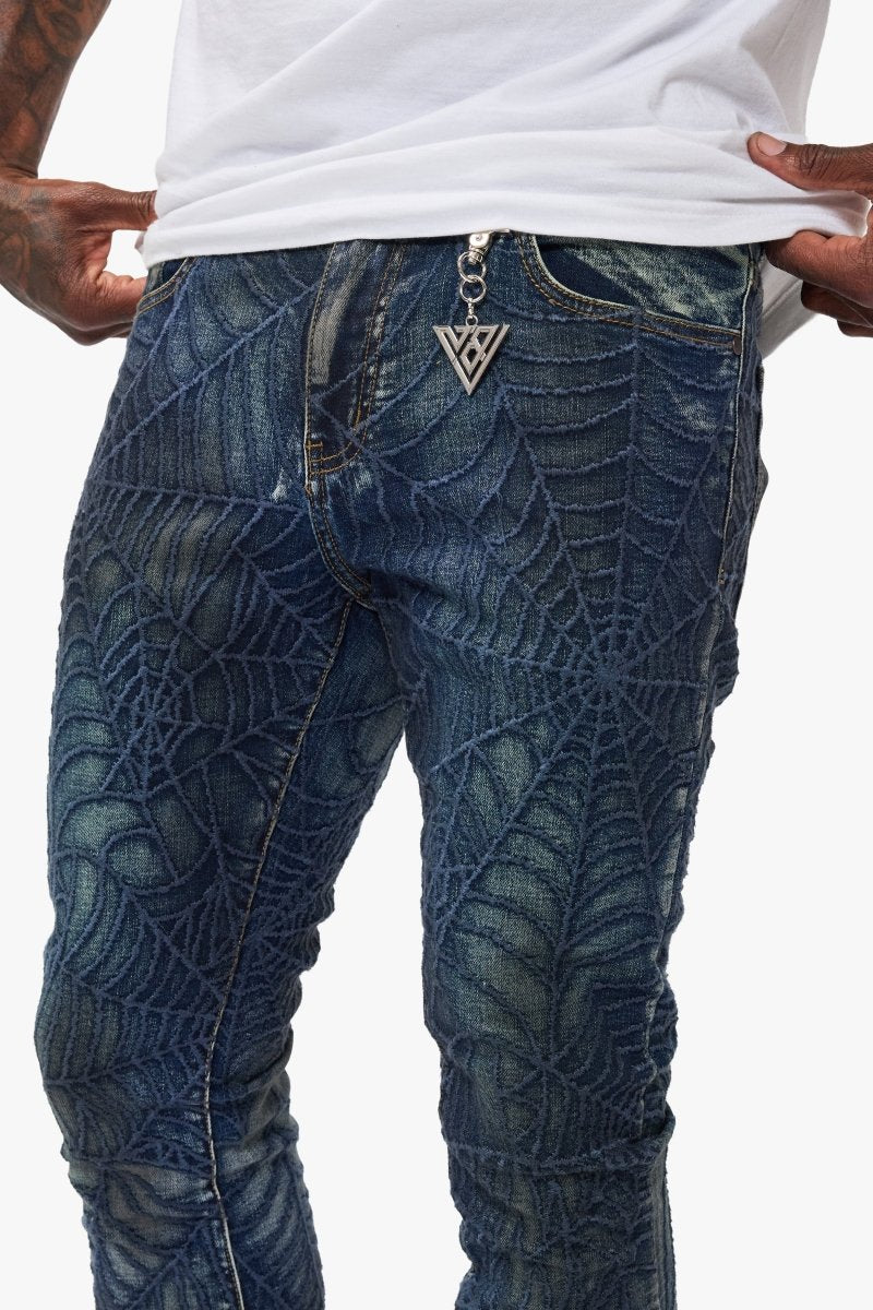 Operator Spider Blue Washed Stacked Flare Jean – Valabasas