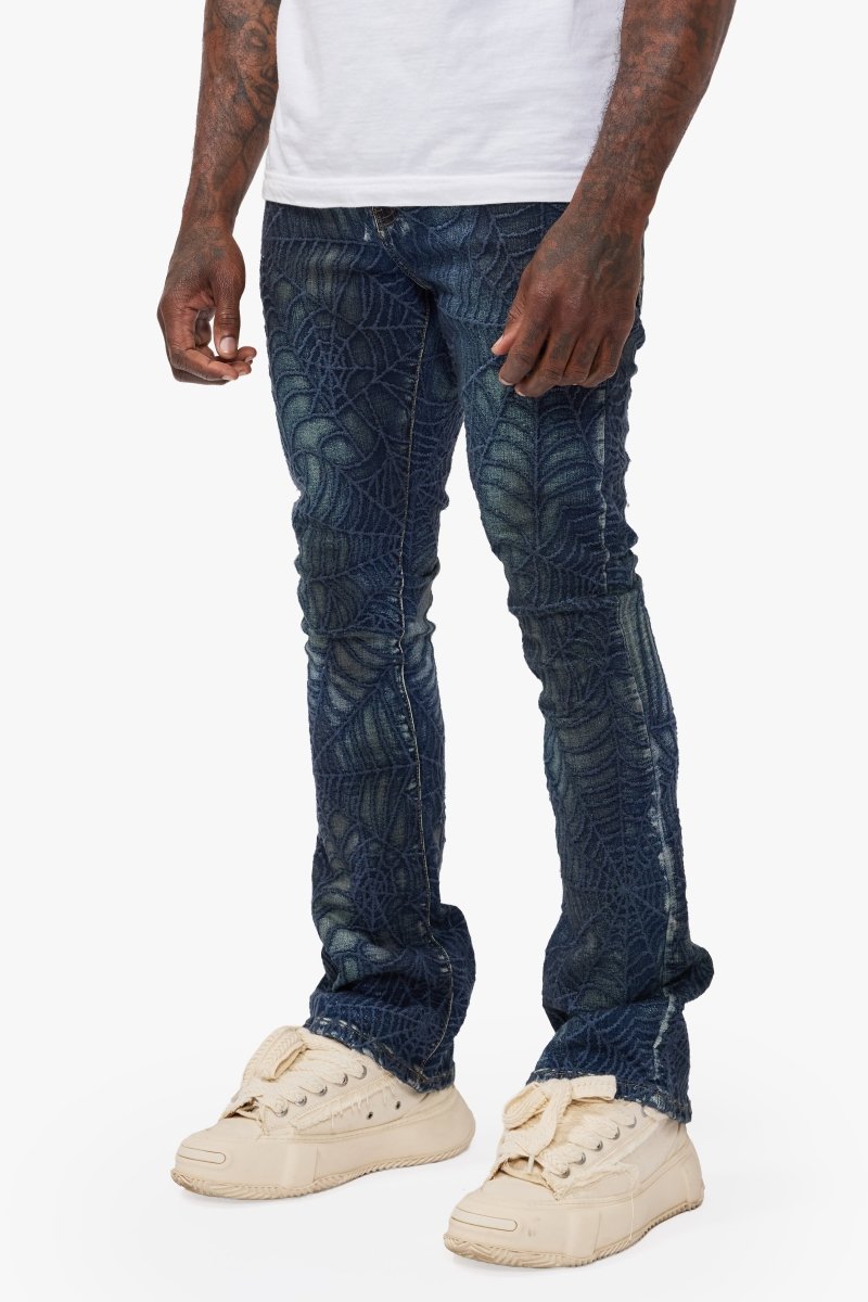 Operator Spider Blue Washed Stacked Flare Jean – Valabasas
