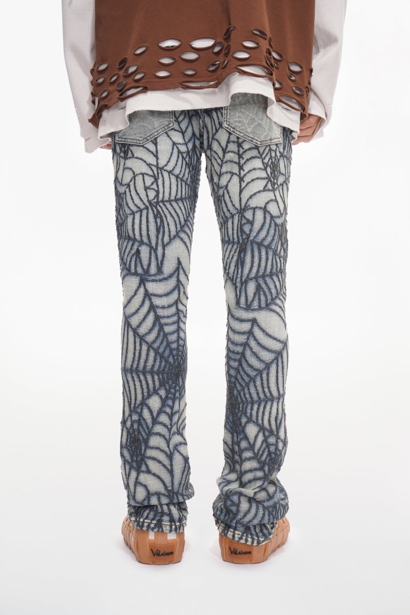 Operator Spider Light Blue Stacked Flare Jean – Valabasas