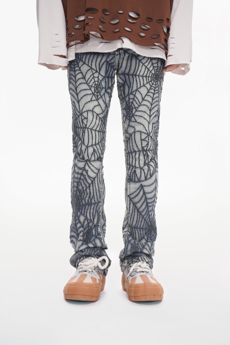 Operator Spider Light Blue Stacked Flare Jean – Valabasas