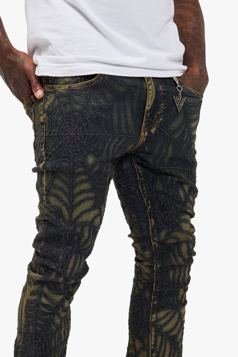 パンツ VALABASAS Mr.STACKED STACKED FLARE JEAN Operator Spider Vintage Blue Stacked Flare Jean – Valabasas